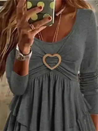 Plain Regular Fit Crew Neck Casual Top