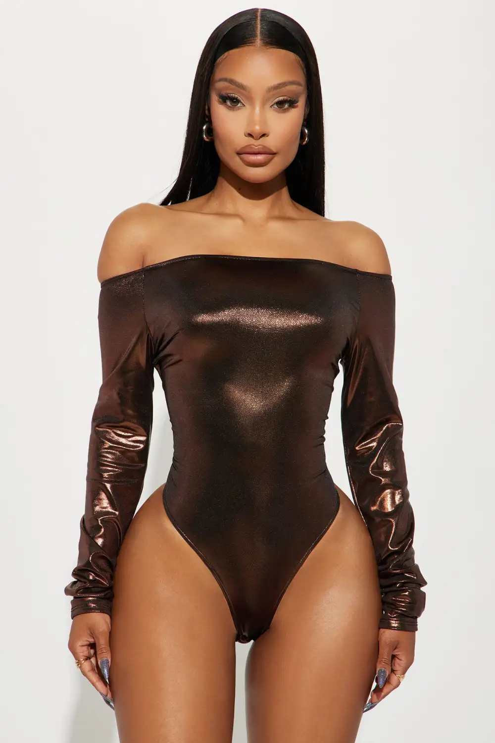 Doing Better Metallic Bodysuit - Rose Gold