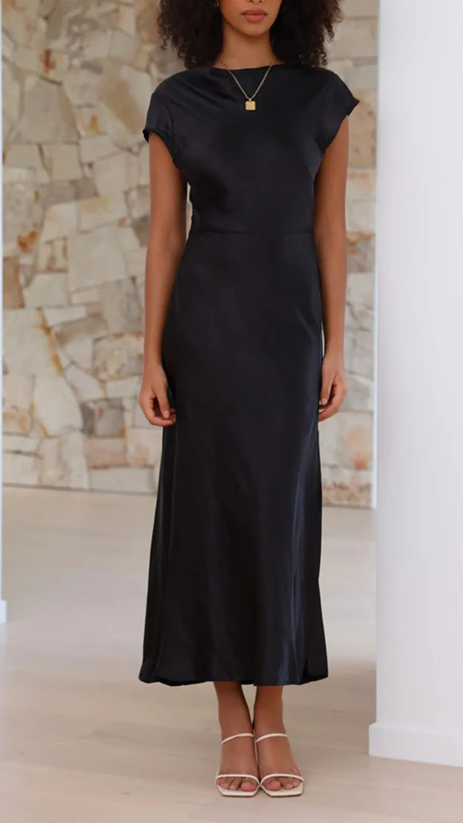 Silky Fabric Midi Dress