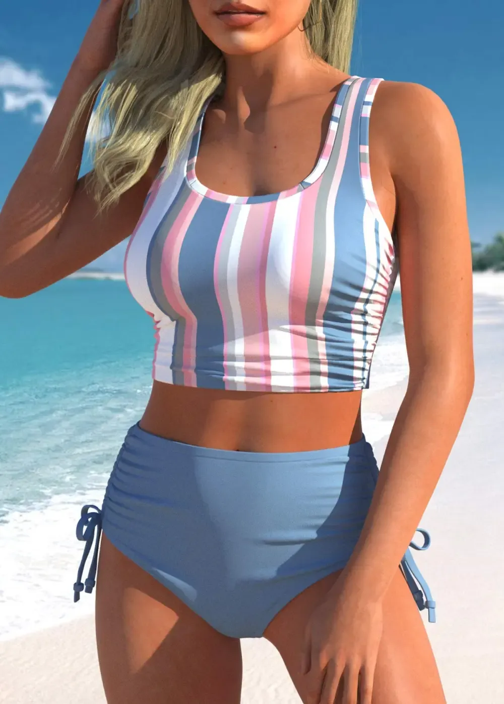 Tie Dye Print Multi Color Bikini Top