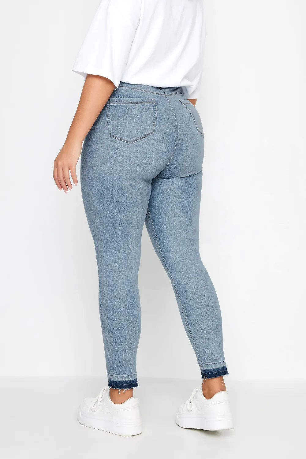 YOURS FOR GOOD Curve Light Blue Turn Up GRACE Jeggings
