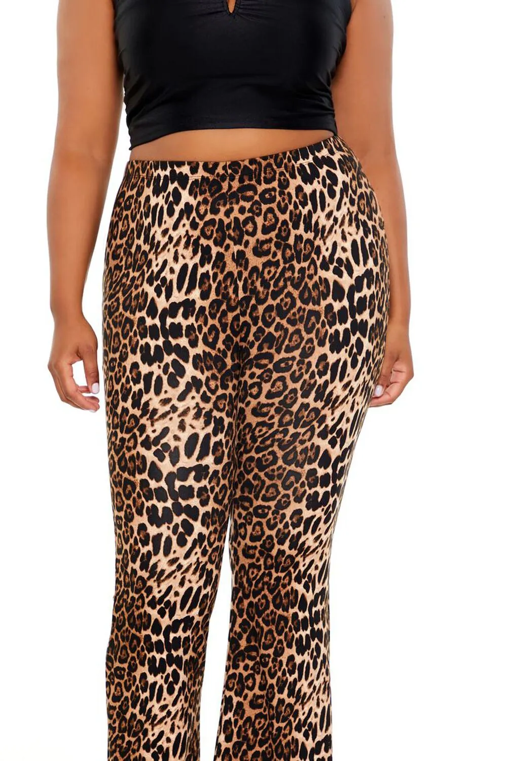 Plus Size Leopard Print Flare Pants