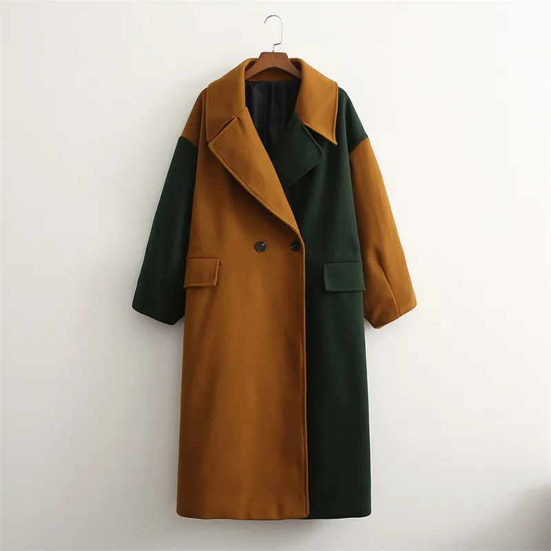Two Tone Front Buttons Lapel Coat