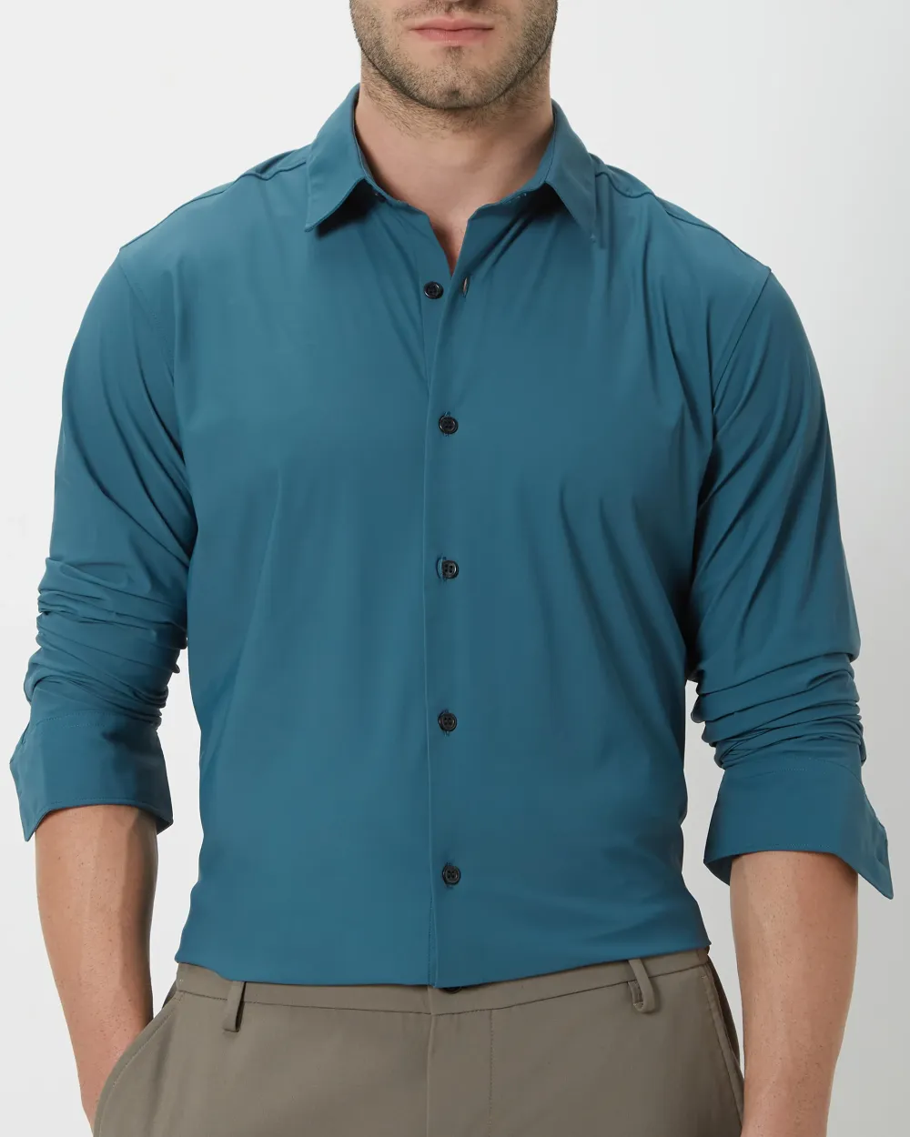 Simple And Comfortable Slim-Fit Breathable Green Shirt