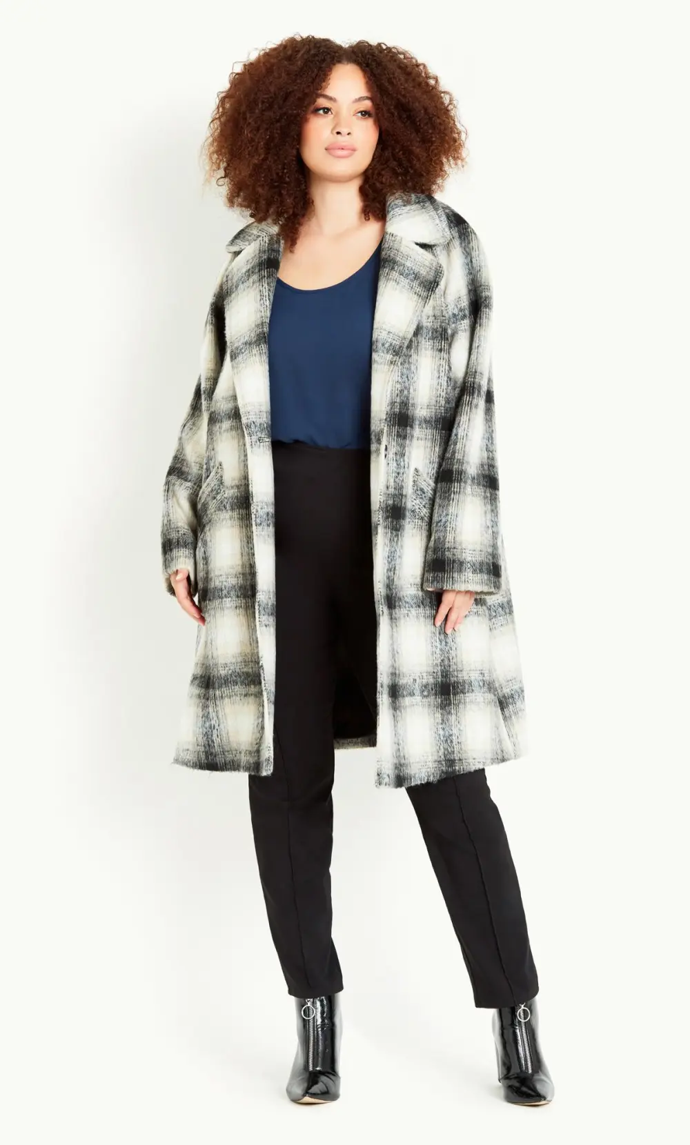 EVANS Curve Grey Check Coat