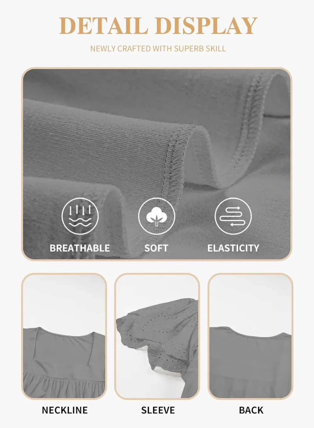 Eytino Womens Plus Size Tops Ruffle Short Sleeve Square Neck Summer Loose Casual Tee Shirts(1X-5X)