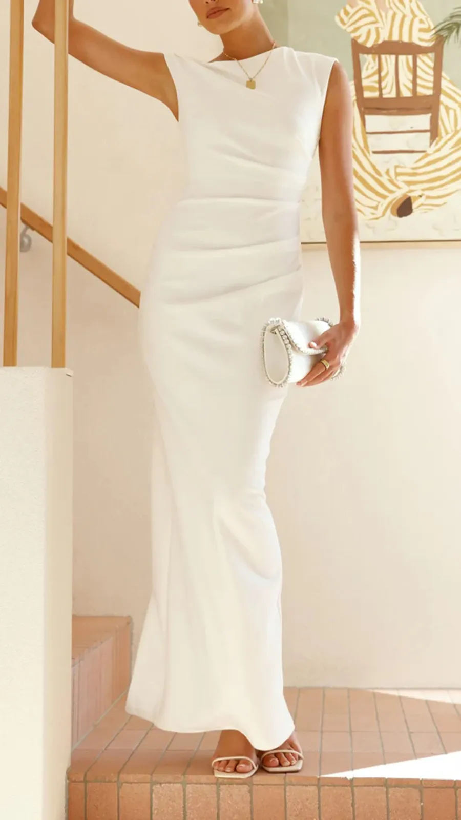 High Asymmetrical Neckline Dress