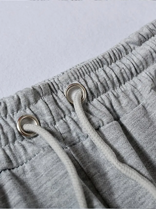 Women's Crop Top Hoodie Tracksuit Pants Sets Solid Color Black White Brown Patchwork Drawstring Long Sleeve Causal Sportswear Hooded Regular Fit Fall & Winter