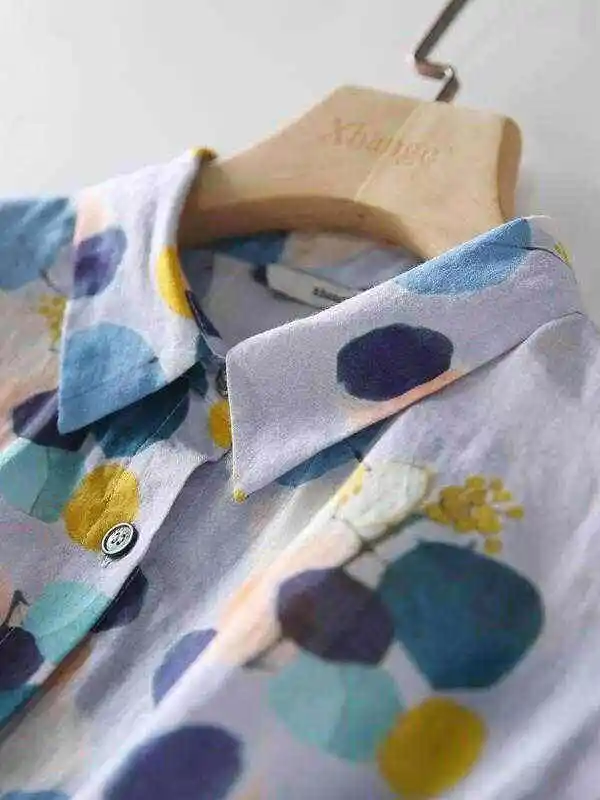 Original Polka-Dot Lapel Short Sleeves A-Line Midi Dress