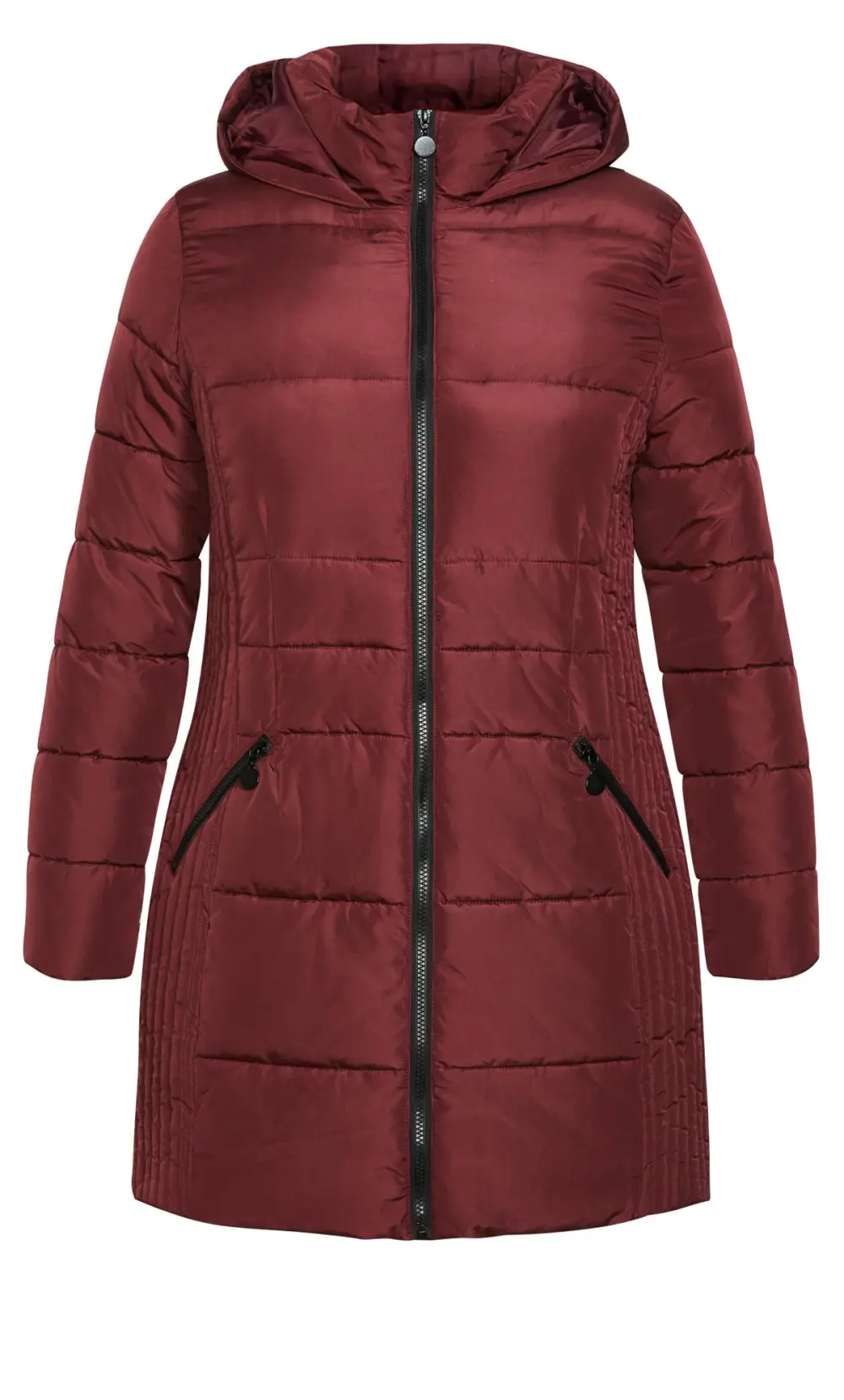 Evans Burgundy Hooded Puffer Coat