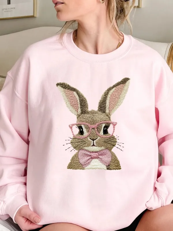 Bunny Glasses Print Sweatshirt