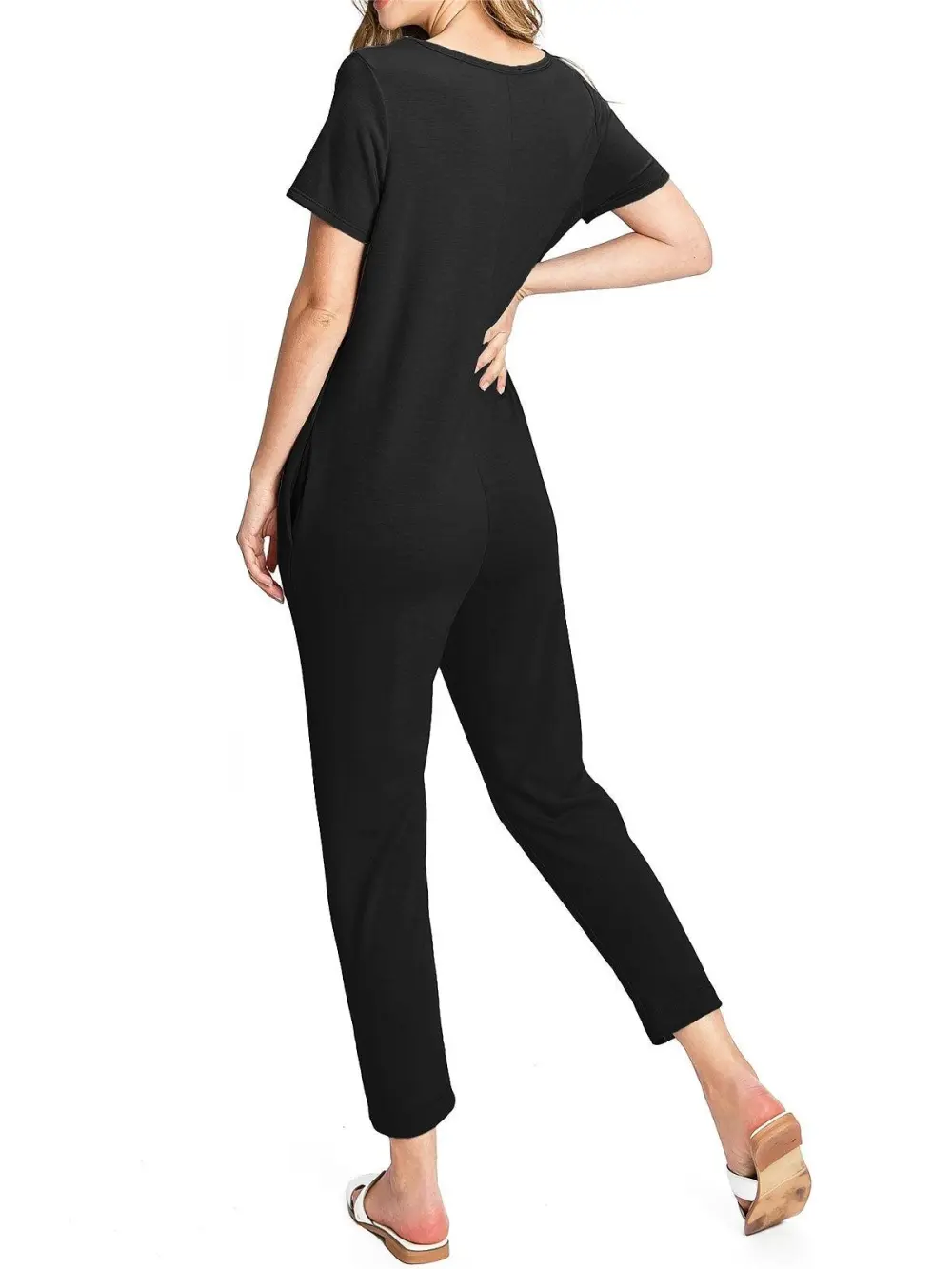 V-Neck Short Sleeve Jumpsuit