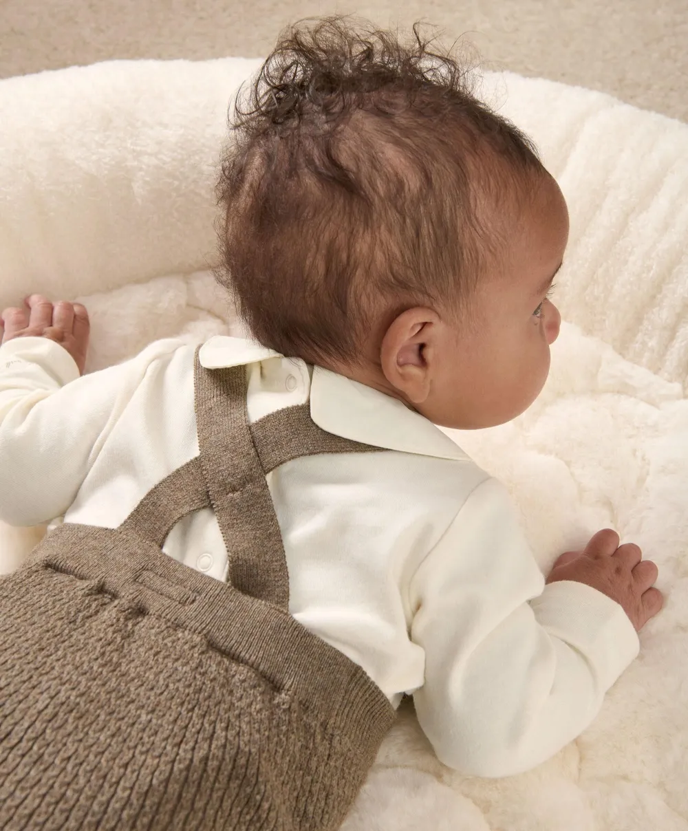 Knitted Dungarees & Bodysuit - Teddy Bear