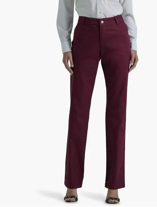 Double Button Mid Waist Straight Leg Pants