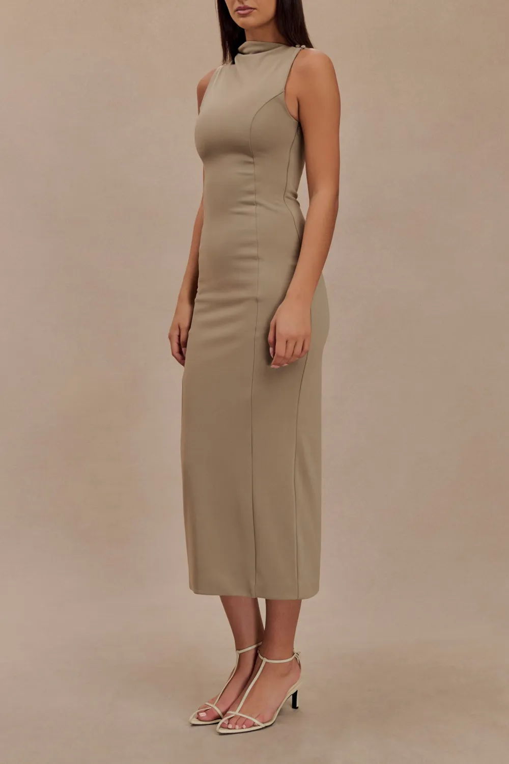 Draped Stretch Crepe Maxi Dress