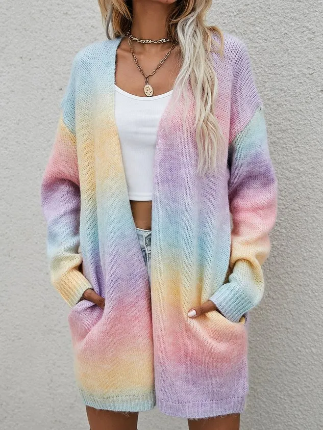 Women Ombre Long Sleeve Comfy Casual Cardigan