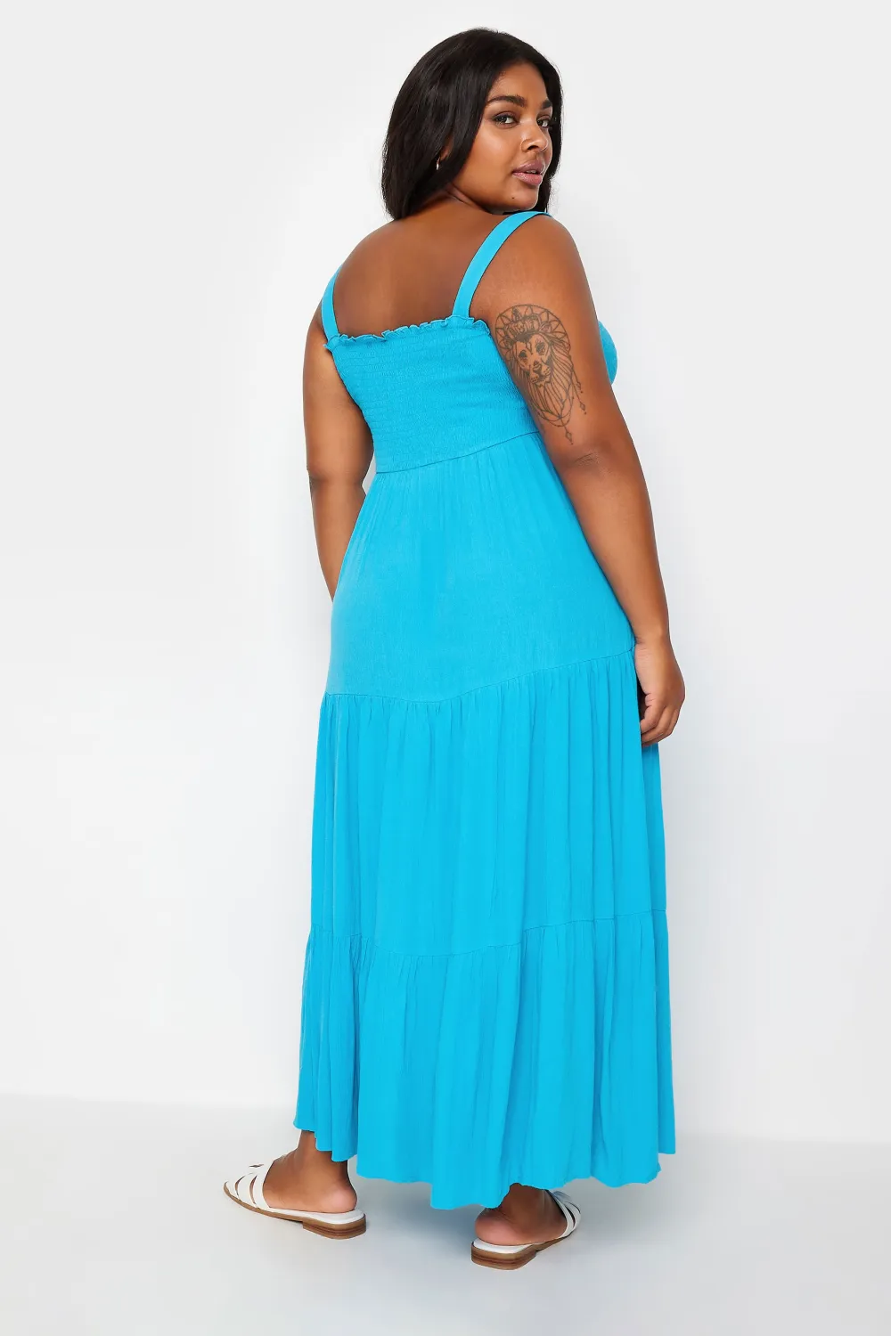 YOURS Curve Aqua Blue Tiered Maxi Dress