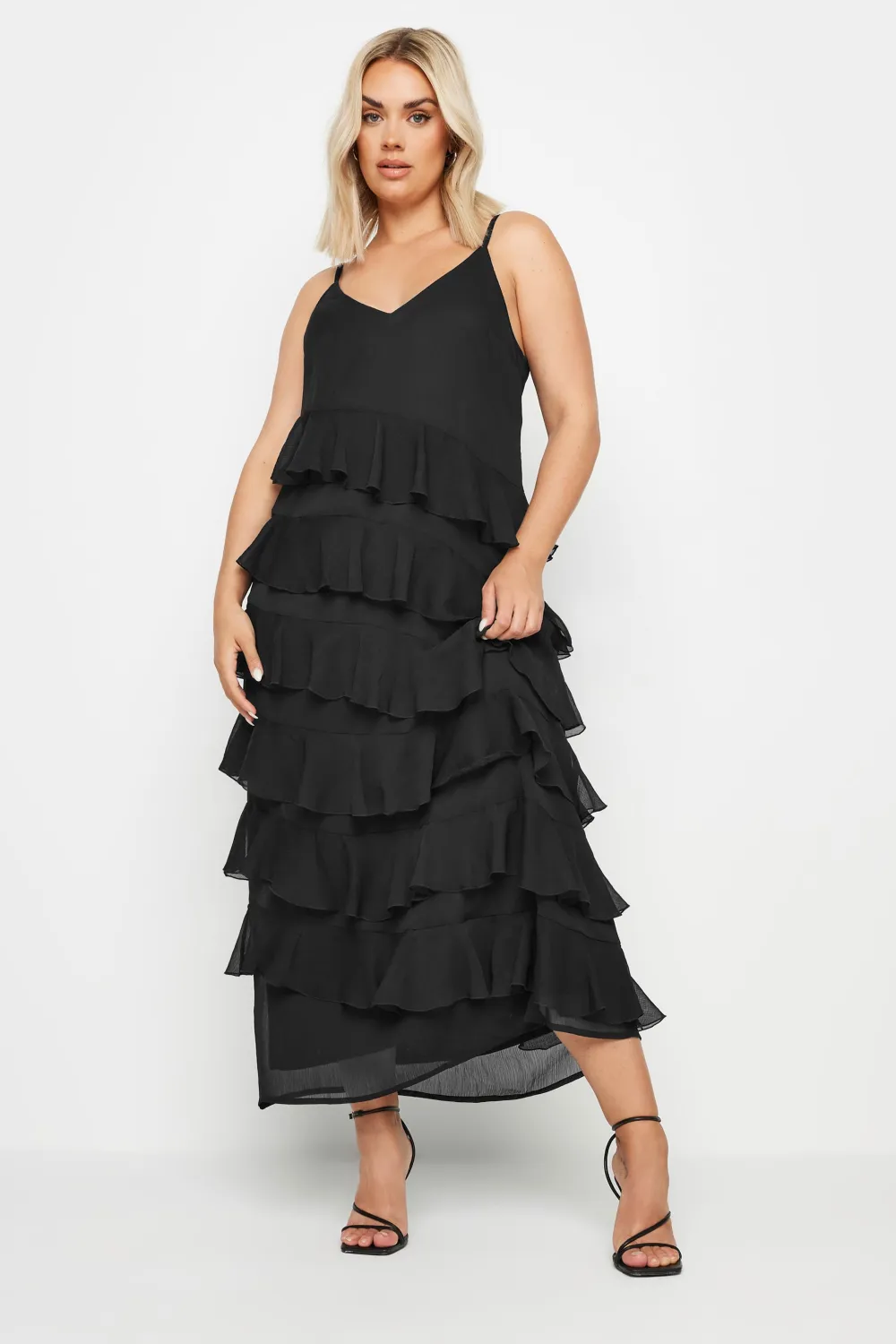 LIMITED COLLECTION Curve Black Frill Maxi Dress