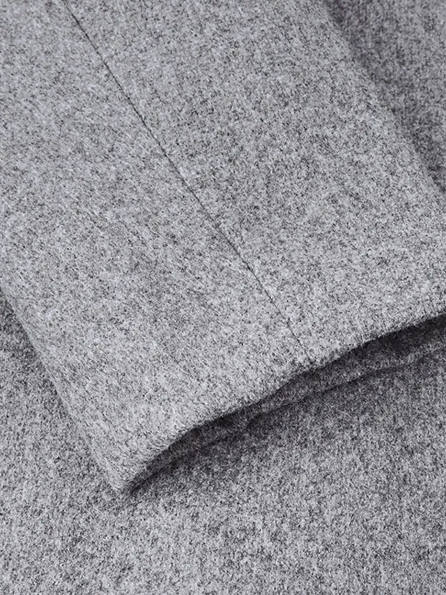 Women's Coat Comtemporary Contemporary Simple Button Formal Office / Career Street Daily Polyester Long Coat Winter Fall Gray Double Breasted Turndown Regular Fit 3XL