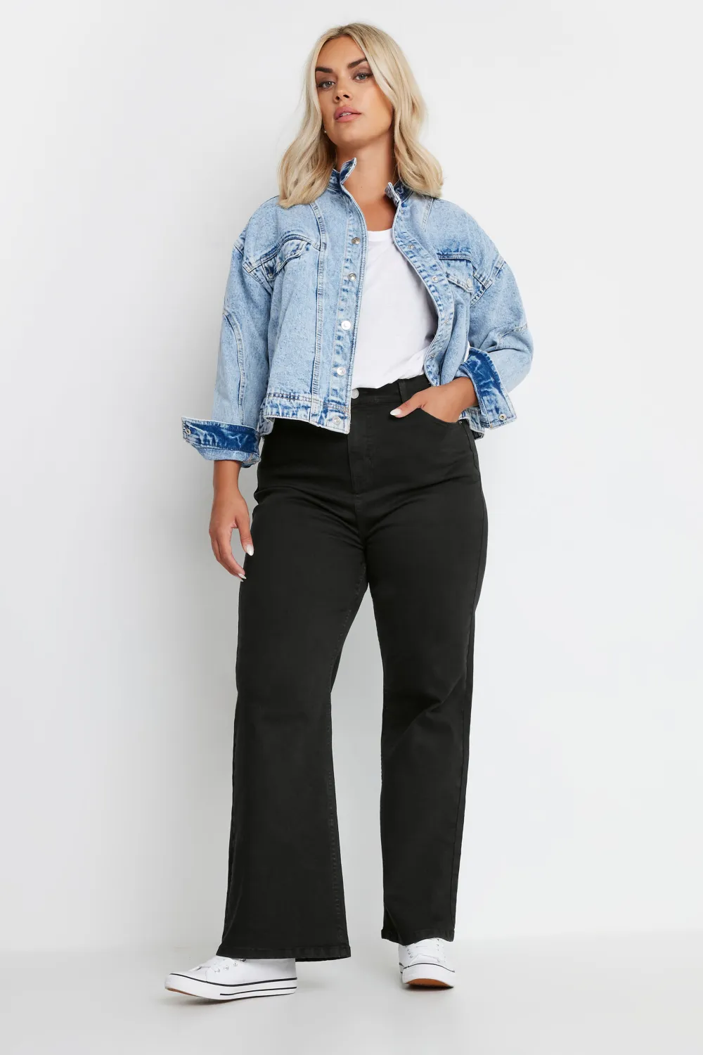 YOURS Curve Black Wide Leg Denim Jeans