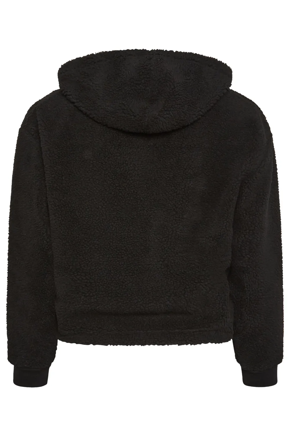 YOURS Curve Black Teddy Cropped Fleece Hoodie