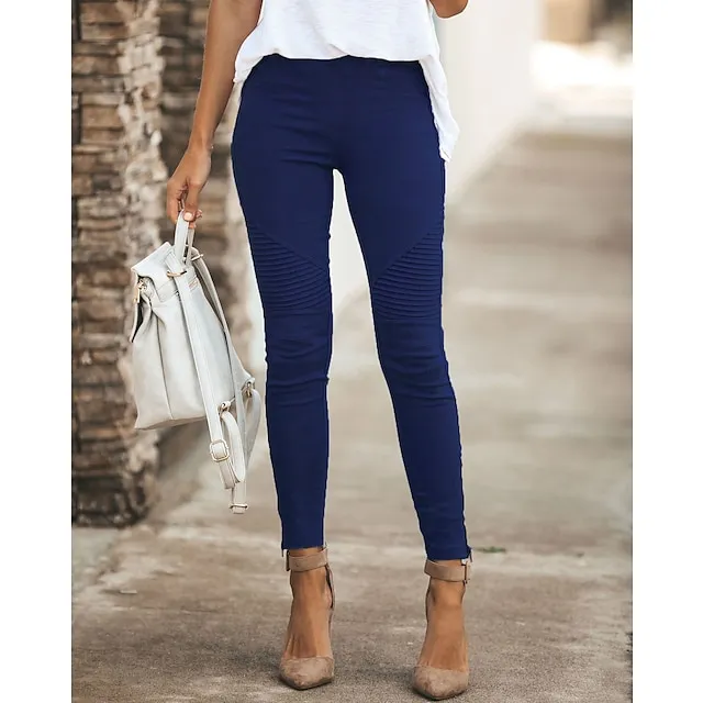 Women's Dress Pants Tights Pants Trousers Ankle-Length Cotton Micro-elastic Mid Waist Fashion Casual Weekend Black Yellow S M Spring &  Fall