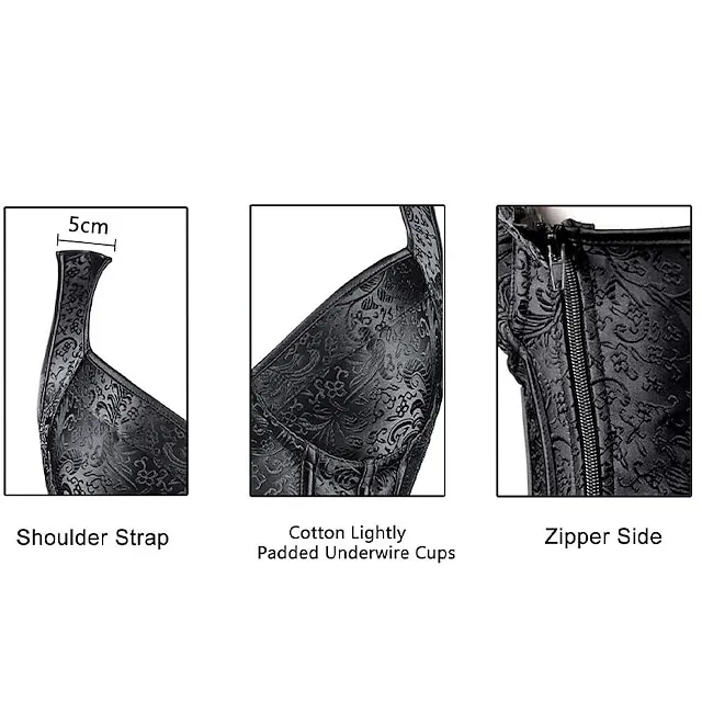 Corset Women's Corsets Halloween Wedding Party Party & Evening Plus Size Black White Purple Breathable Overbust Corset Zipper Lace Up Backless Tummy Control Push Up Flower All Seasons