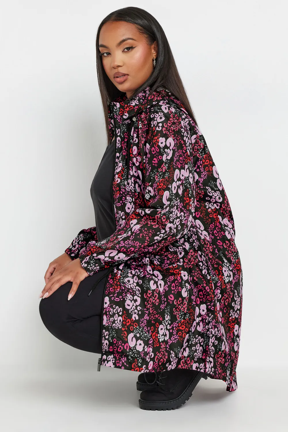 YOURS Curve Black Drawstring Lightweight Parka Jacket