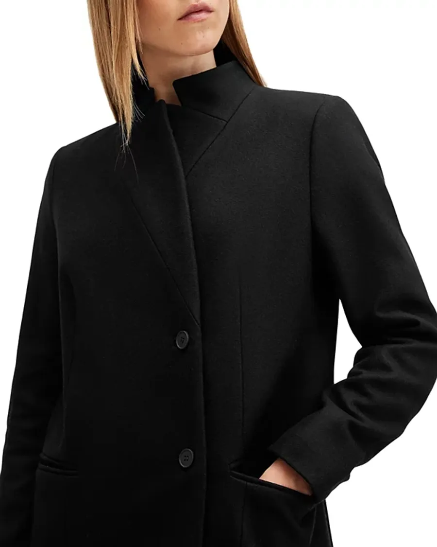 Black Wool Cashmere Blend Tailored Coat
