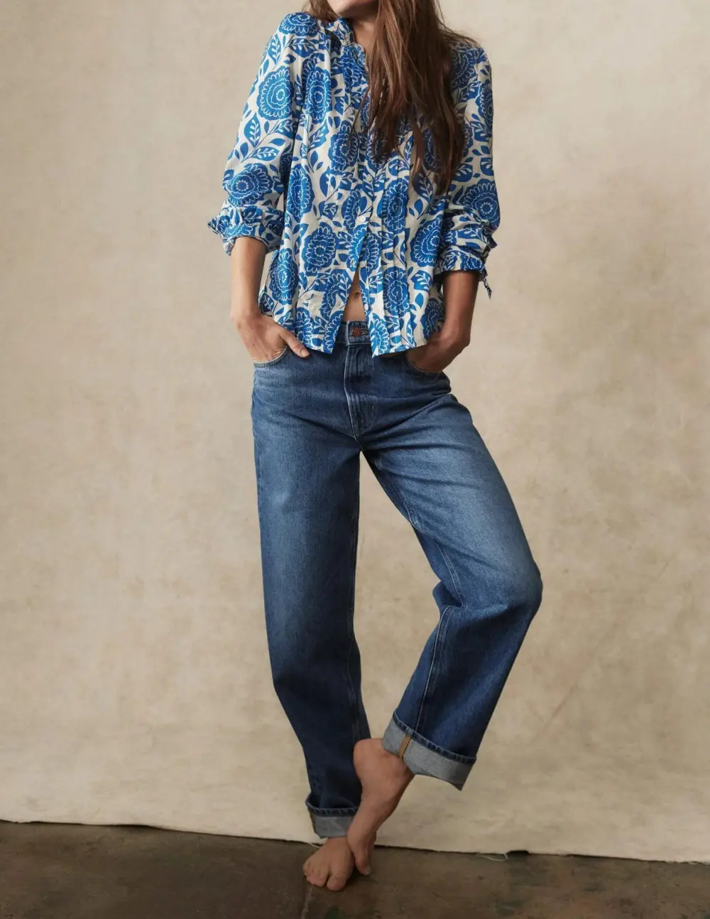 Light Blue Mid - Rise Straight - Leg Jeans