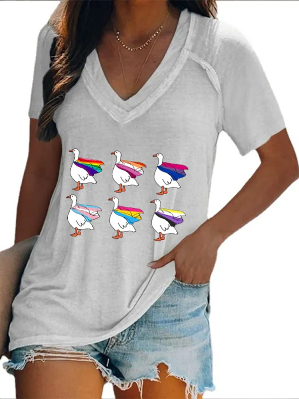 Women'S V-Neck Pride Month Short-Sleeved T-Shirt