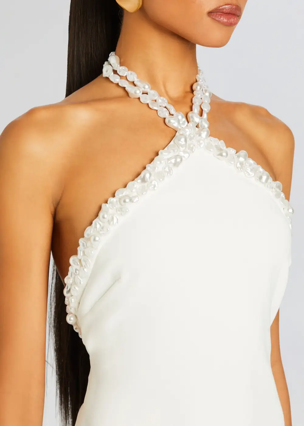 White Pearl Embellished Dress