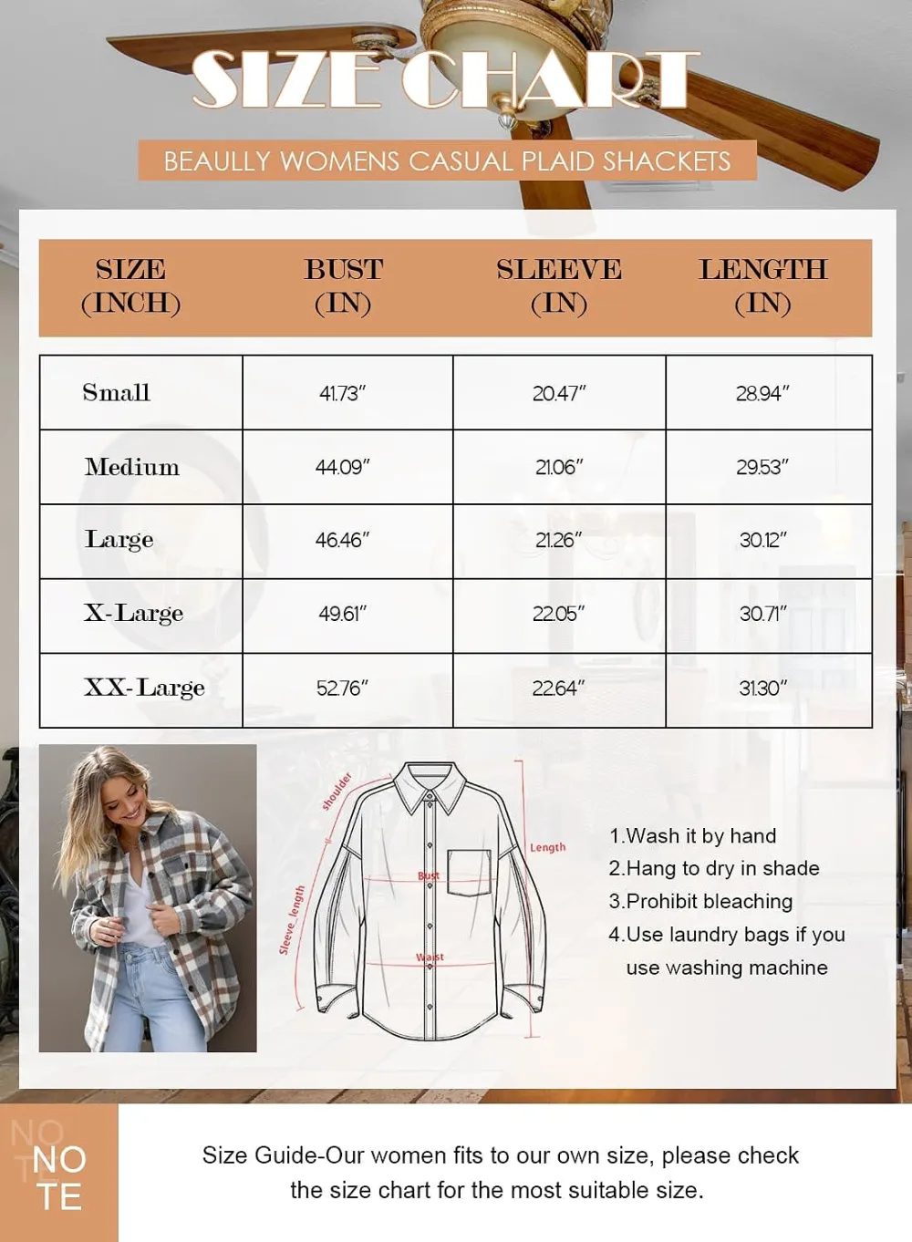 Women's Flannel Plaid Shacket Long Sleeve Button Down Chest Pocketed Shirts Jacket Coats