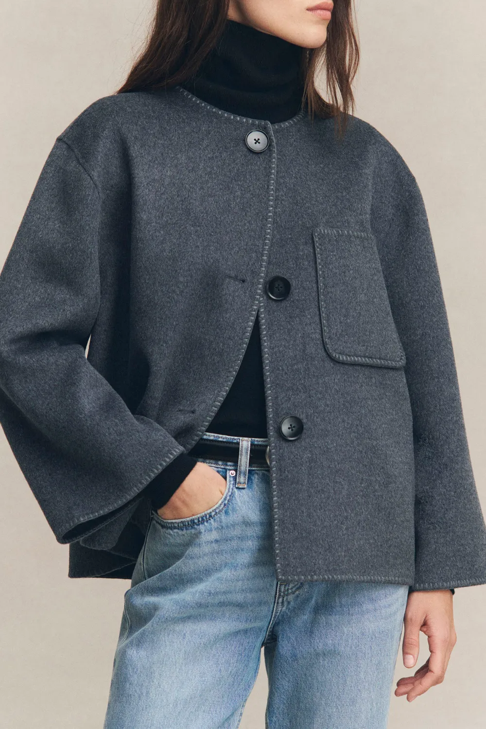 Coat With Carpet Style Stitching