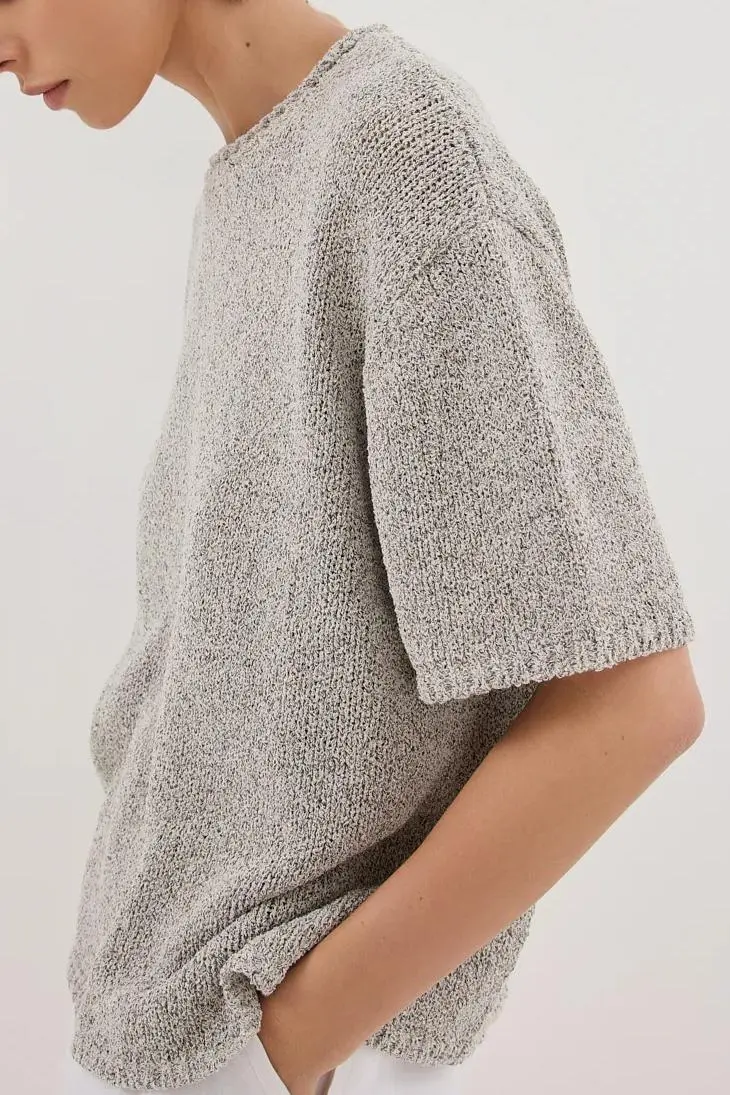 SILVER BOXY KNIT TEE