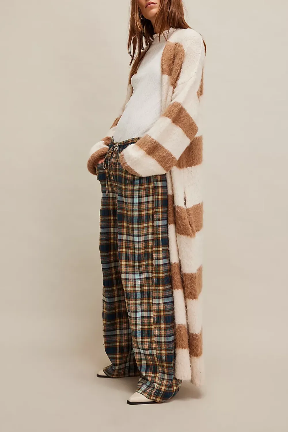 Plaid Wide Leg Pants