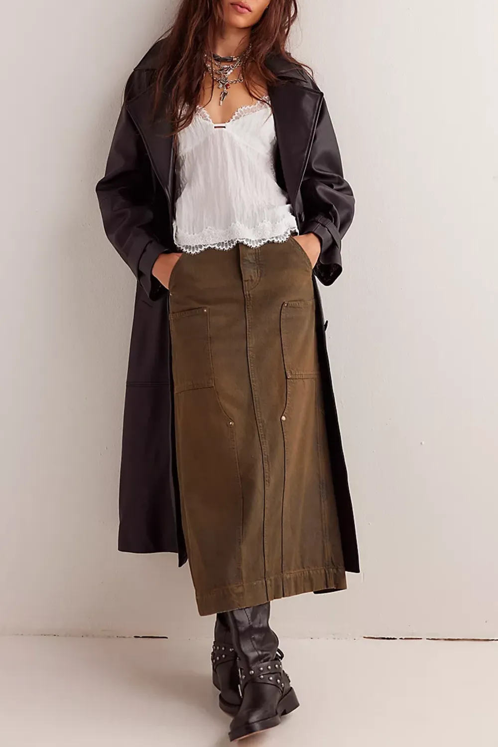 Cargo Pocket Midi Skirt