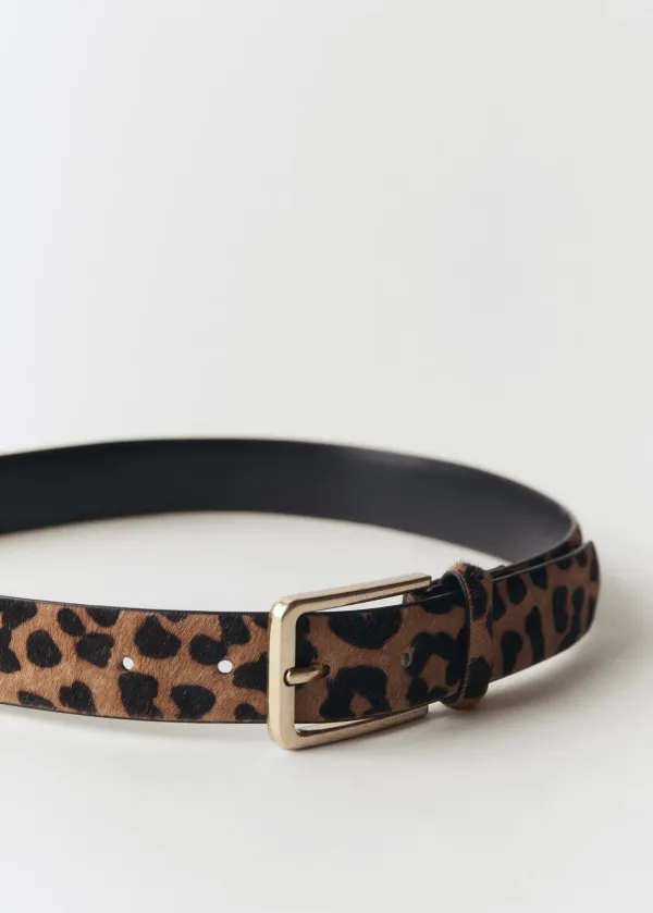 Leopard Print Square Buckle Belt