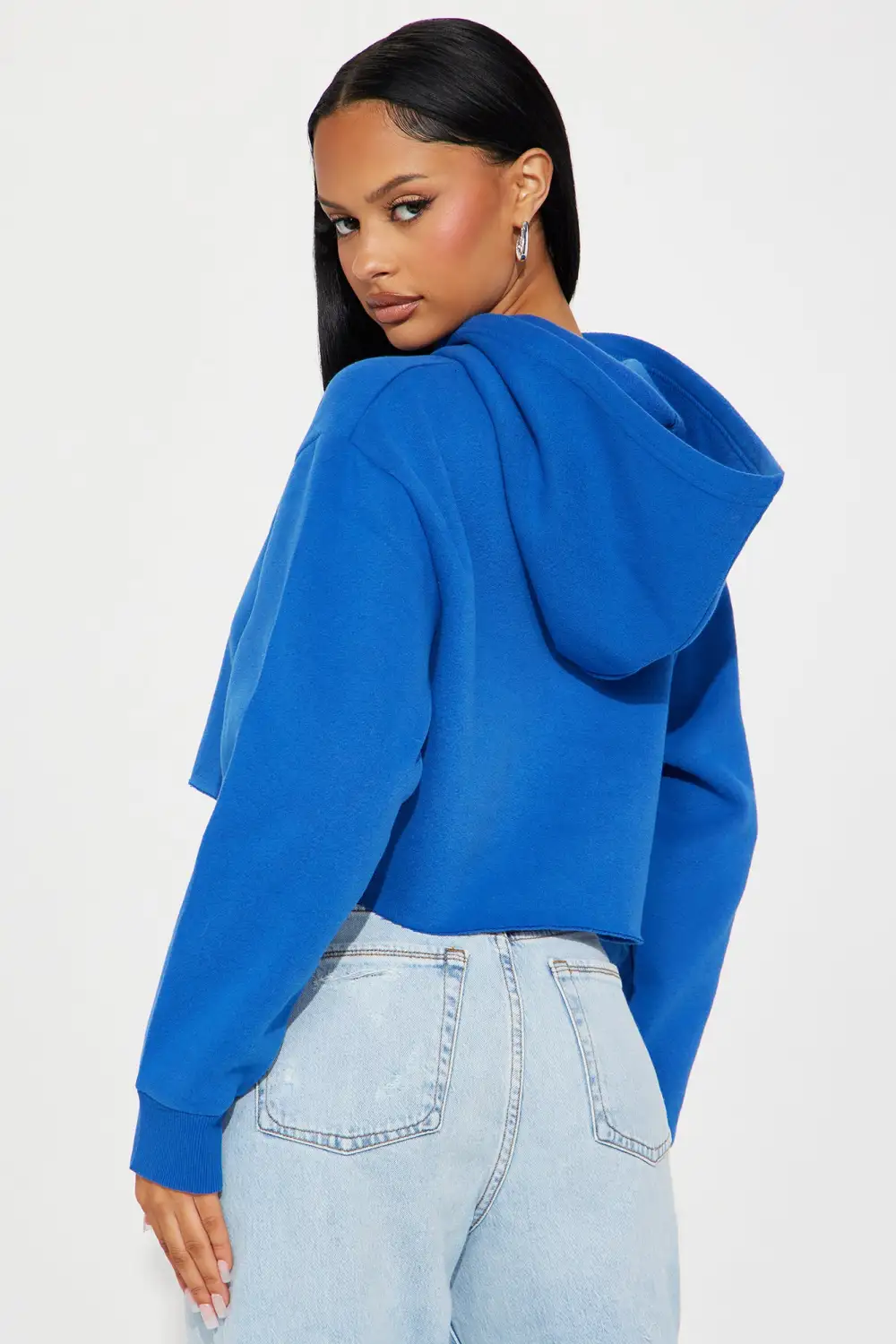 Good Vibes Good Life Crop Hoodie - Blue