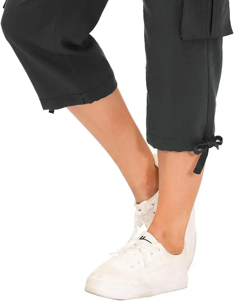 MoFiz Womens Capris with Pockets Loose Fit Casual Capri Pants Dressy Lightweight Ladies Baggy Cargo Pants for Hiking