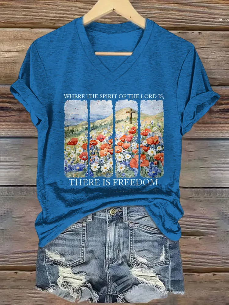 Women'S Where The Spirtt Of The Lord Is, There Ic Freedom T-Shirt