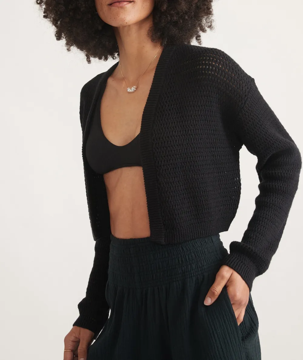 Short Knit Cardigan with Open Front