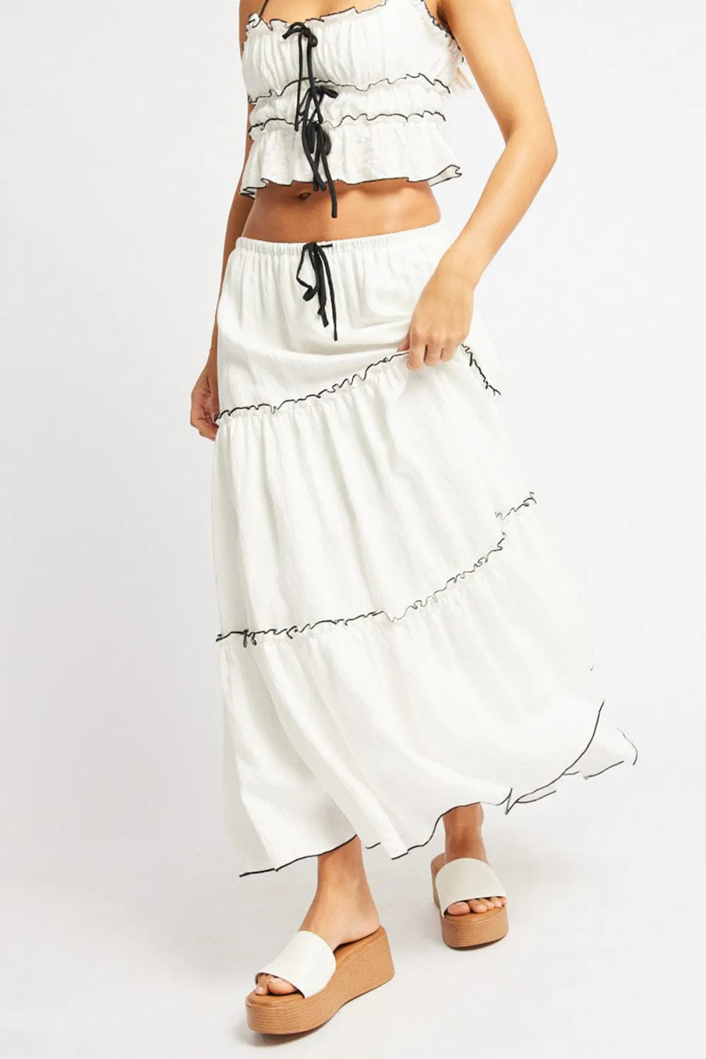White Tiered Maxi Skirt