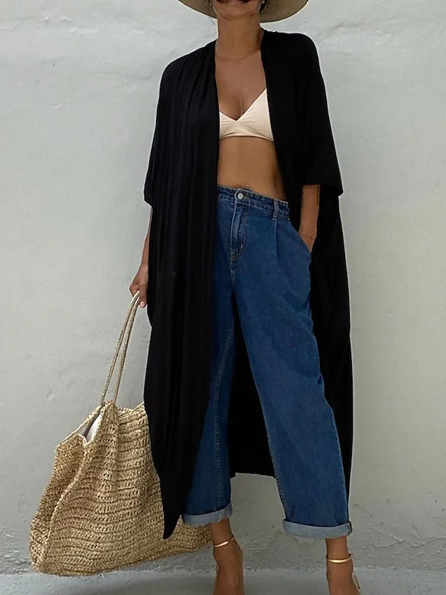 Women's Swimwear Cover Up Beach Top Normal Swimsuit Lace up Pleated UV Protection Pure Color Black White Red Royal Blue Beige V Wire Bathing Suits New Vacation Holiday