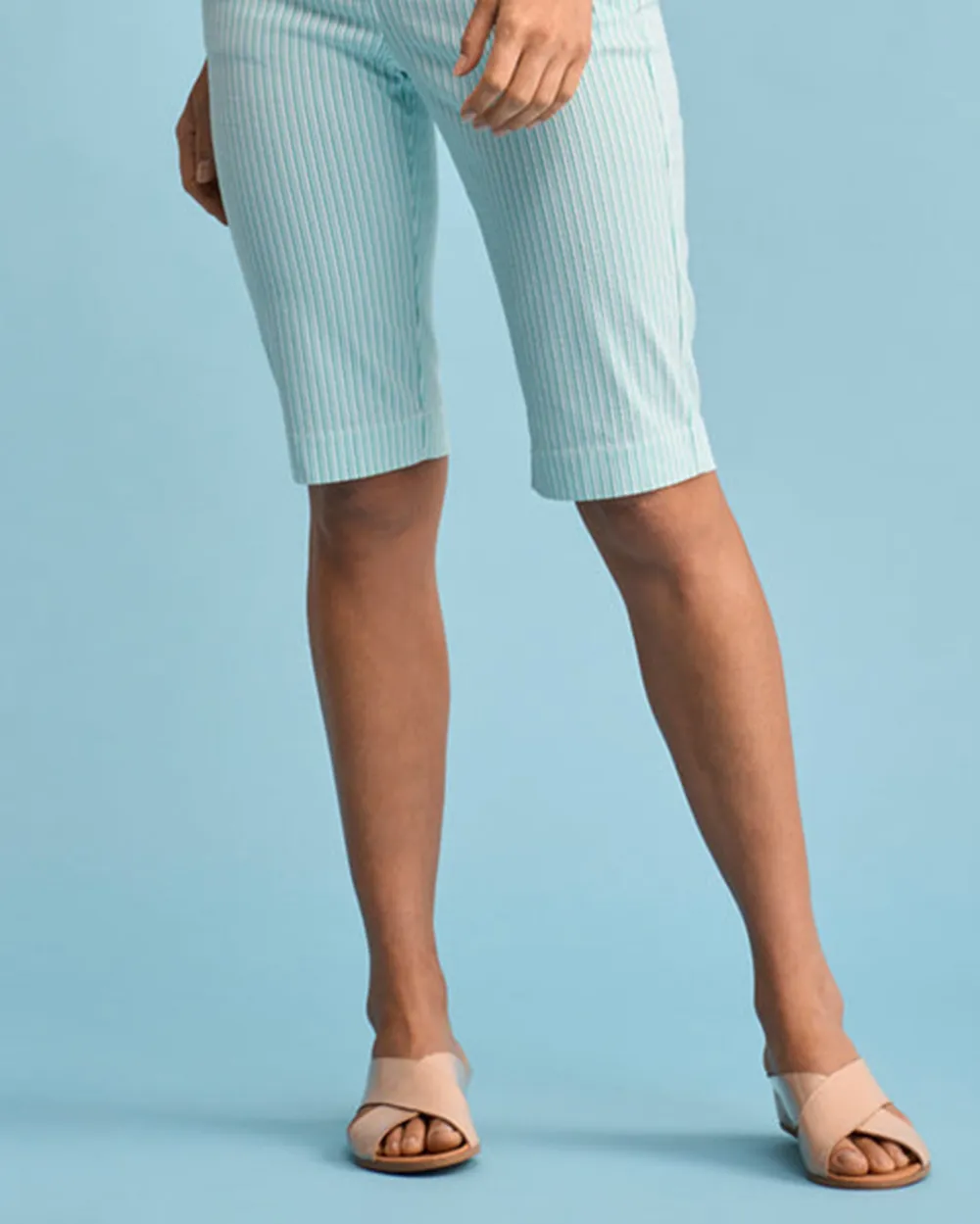 Striped Knee Length Shorts