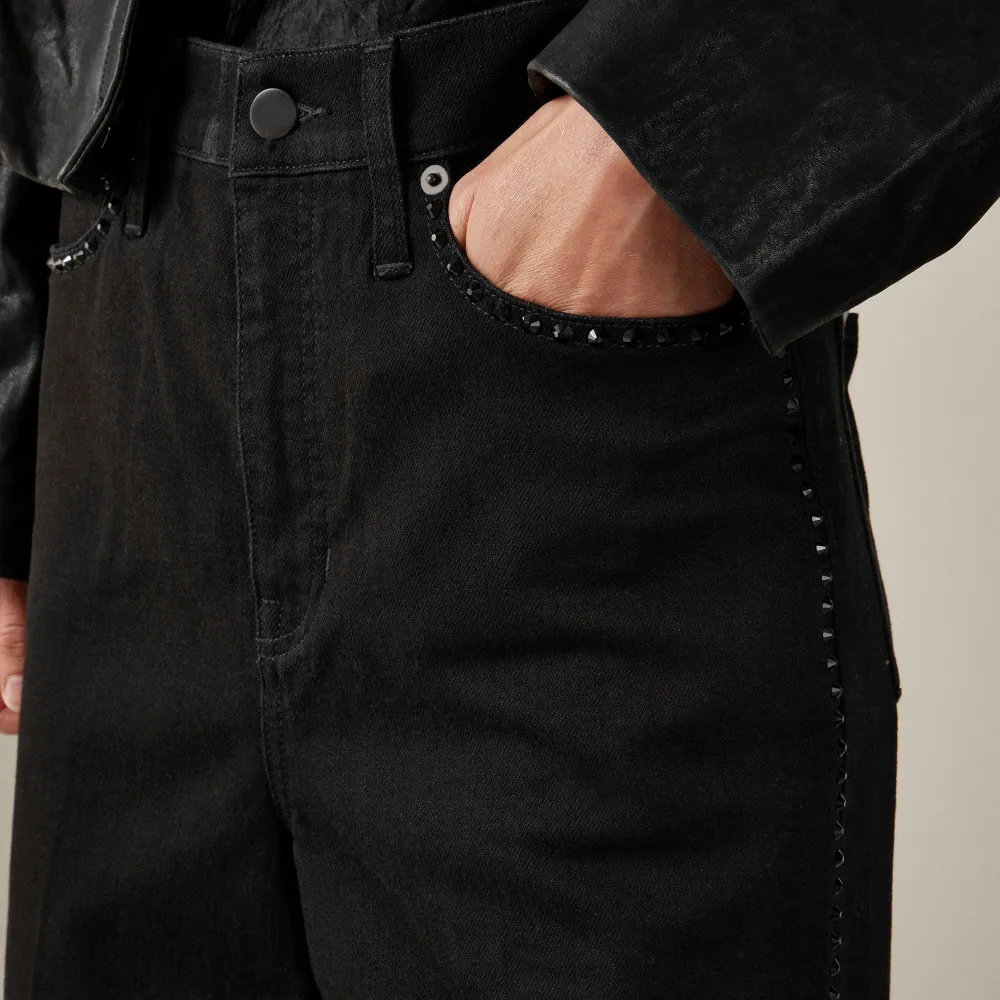 Embellished Wide-Leg Jeans