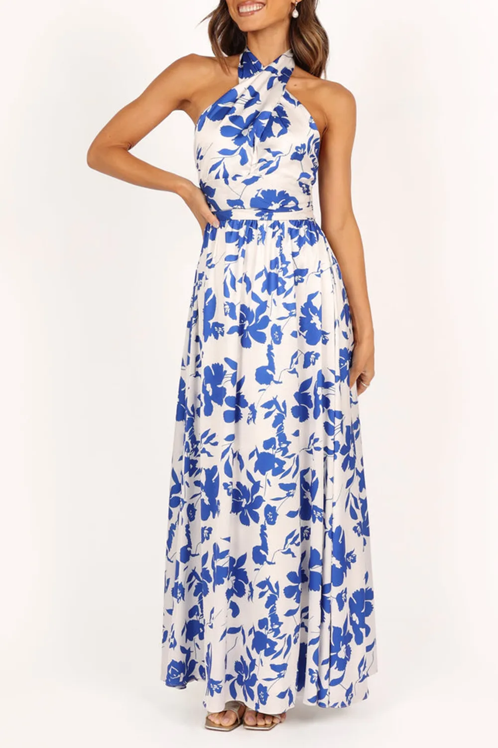 ELEGANT PRINTED OFF-THE-SHOULDER DRESS