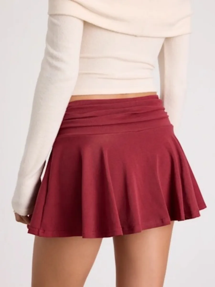 High Waisted Flared Mini Skirt