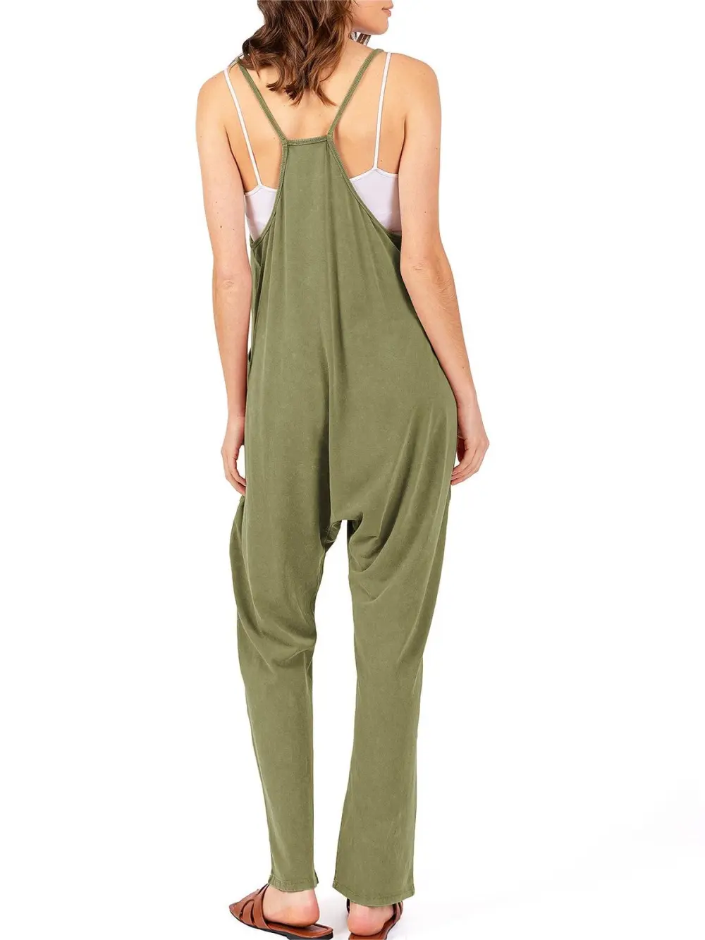 Rust - Colored Sleeveless Loose Jumpsuit