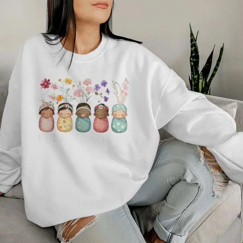 Helping Little Ones Bloom Nicu Nurse Baby Flower Women Sweatshirt